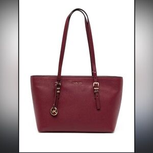 Michael Kors Burgundy Leather Tote NWOT old money red